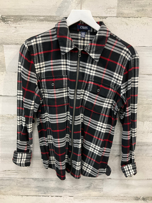 Jacket Shirt By Chaps In Plaid Pattern, Size: L