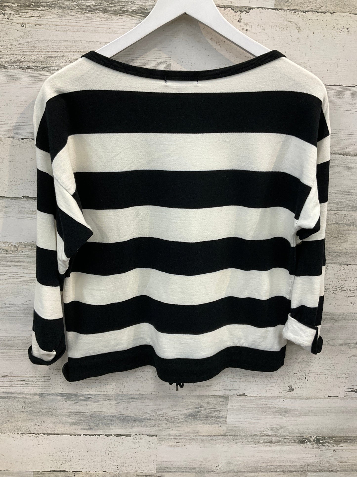 Top Long Sleeve By Lauren By Ralph Lauren In Black & White, Size: L