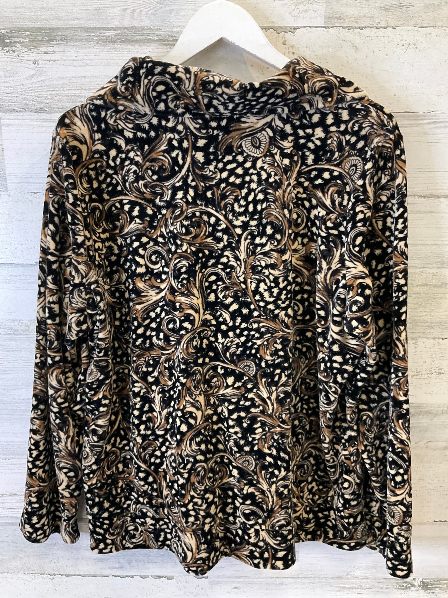 Jacket Shirt By Karen Scott In Black & Cream, Size: Xl