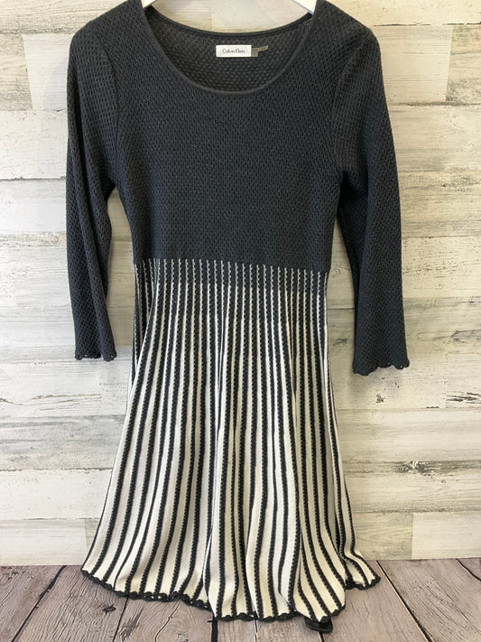 Dress Casual Midi By Calvin Klein In Black & White, Size: M