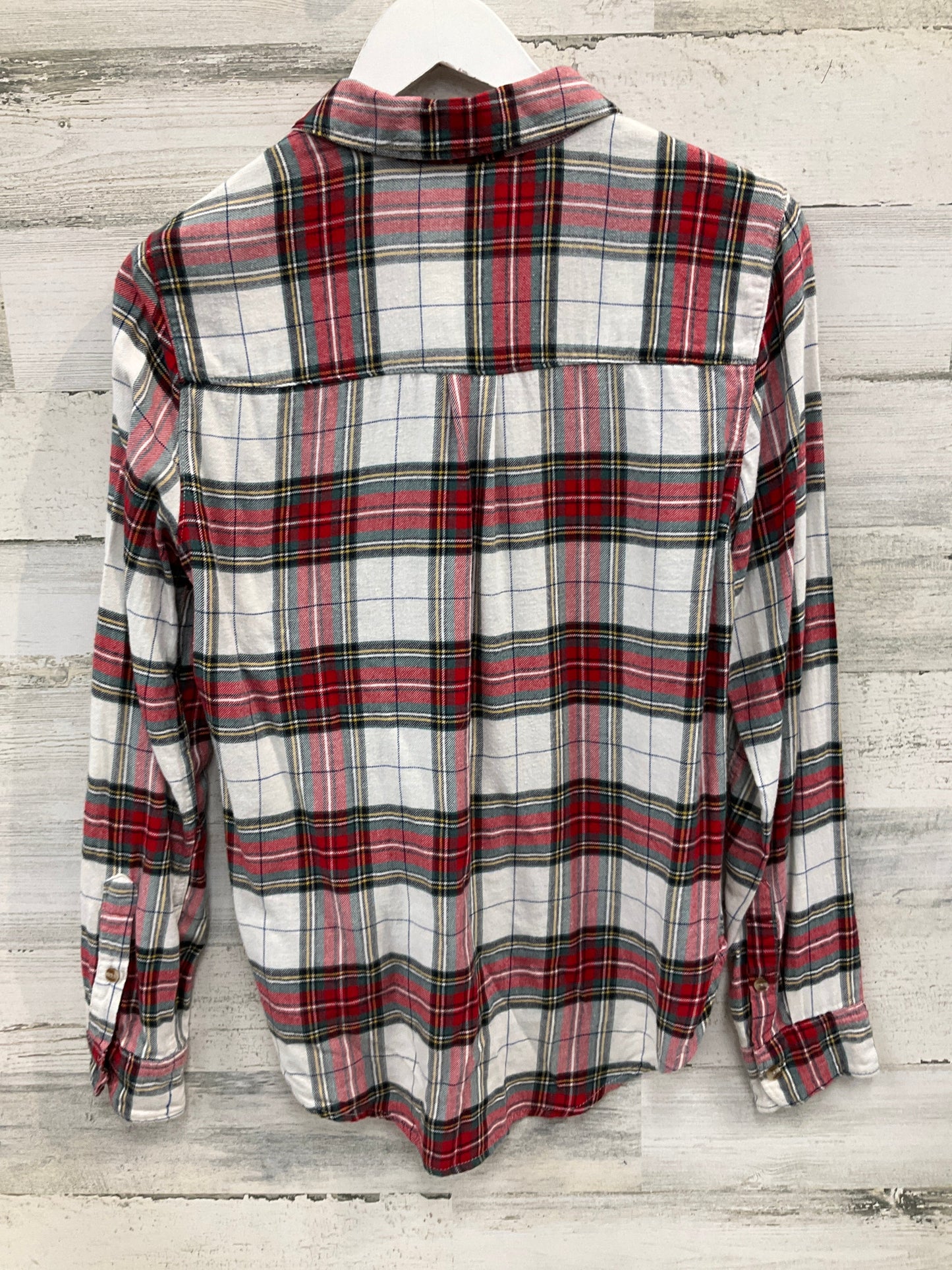 Top Long Sleeve By Abercrombie And Fitch In Plaid Pattern, Size: M