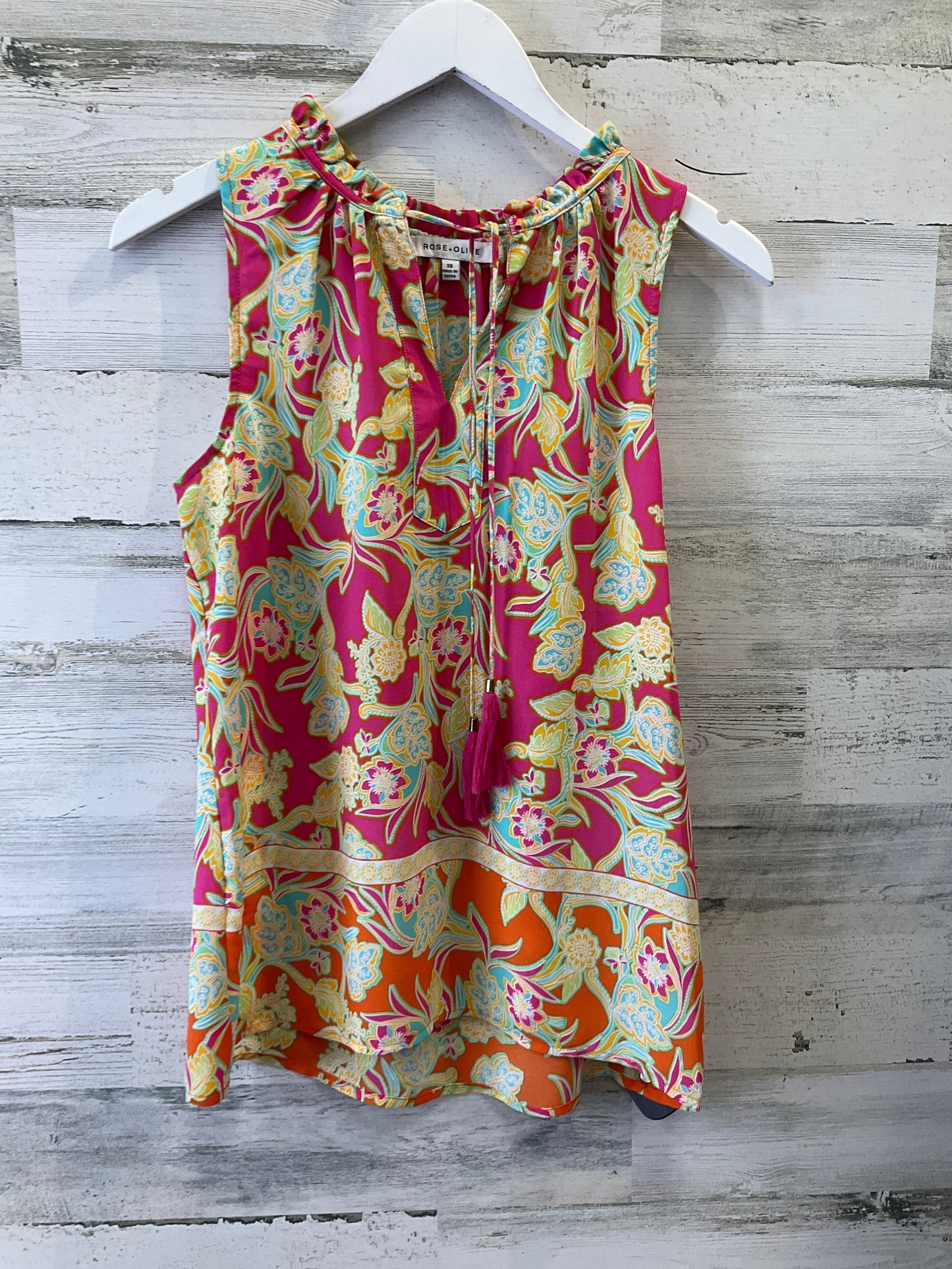 Pink Top Sleeveless Rose And Olive, Size Xs