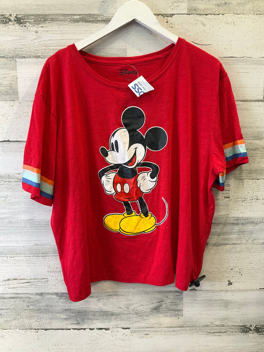 Red Top Short Sleeve Disney Store, Size 2x