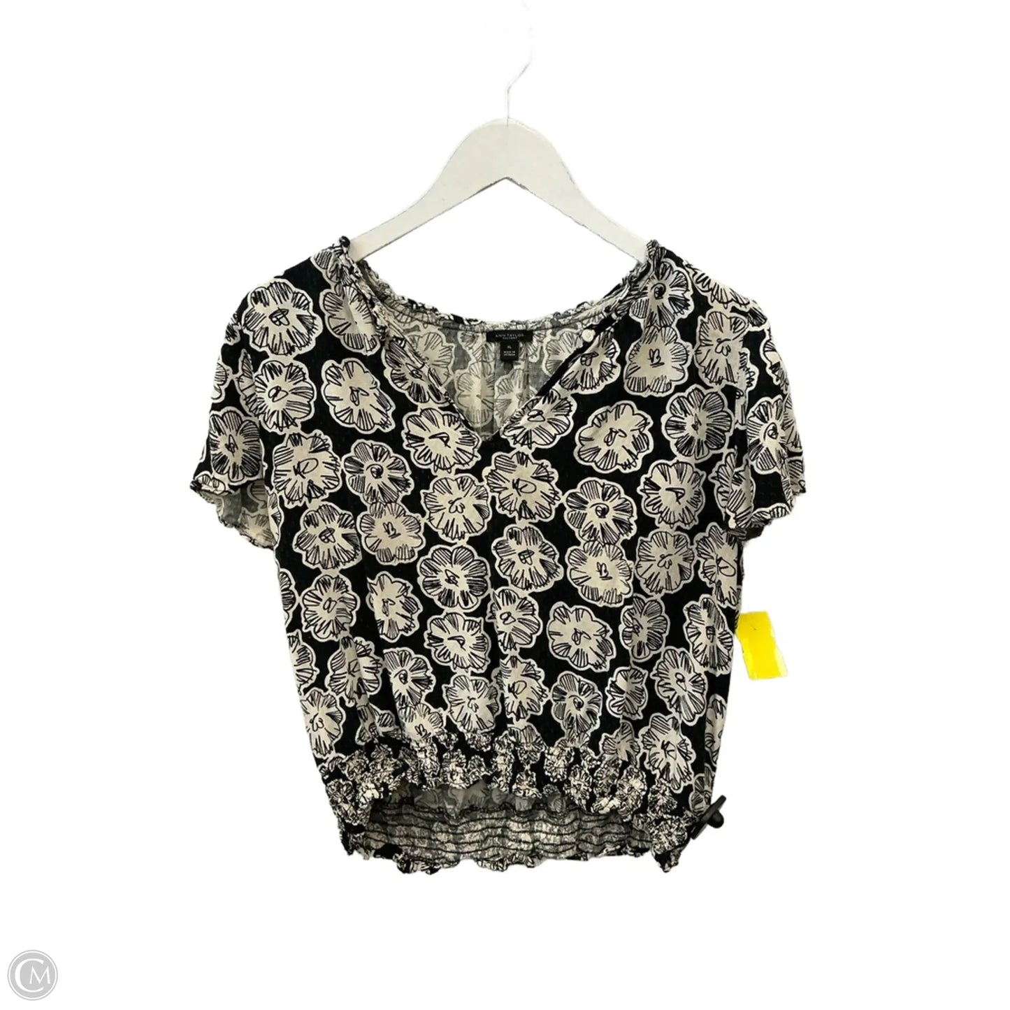 Top Short Sleeve By Ann Taylor In Black & White, Size: Xl
