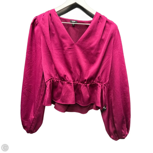 Blouse Long Sleeve By Express In Maroon, Size: M
