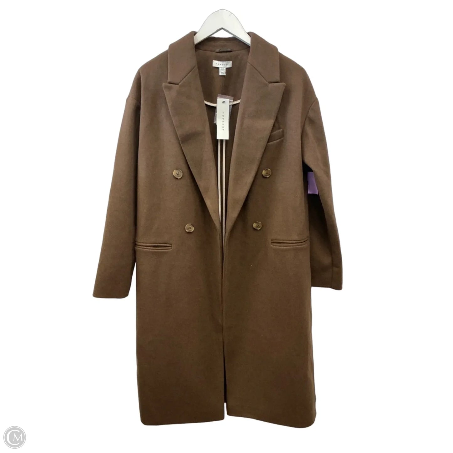 Coat Wool By Topshop In Brown, Size: S