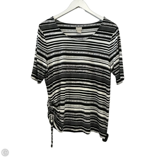 Top 3/4 Sleeve By Chicos In Striped Pattern, Size: L