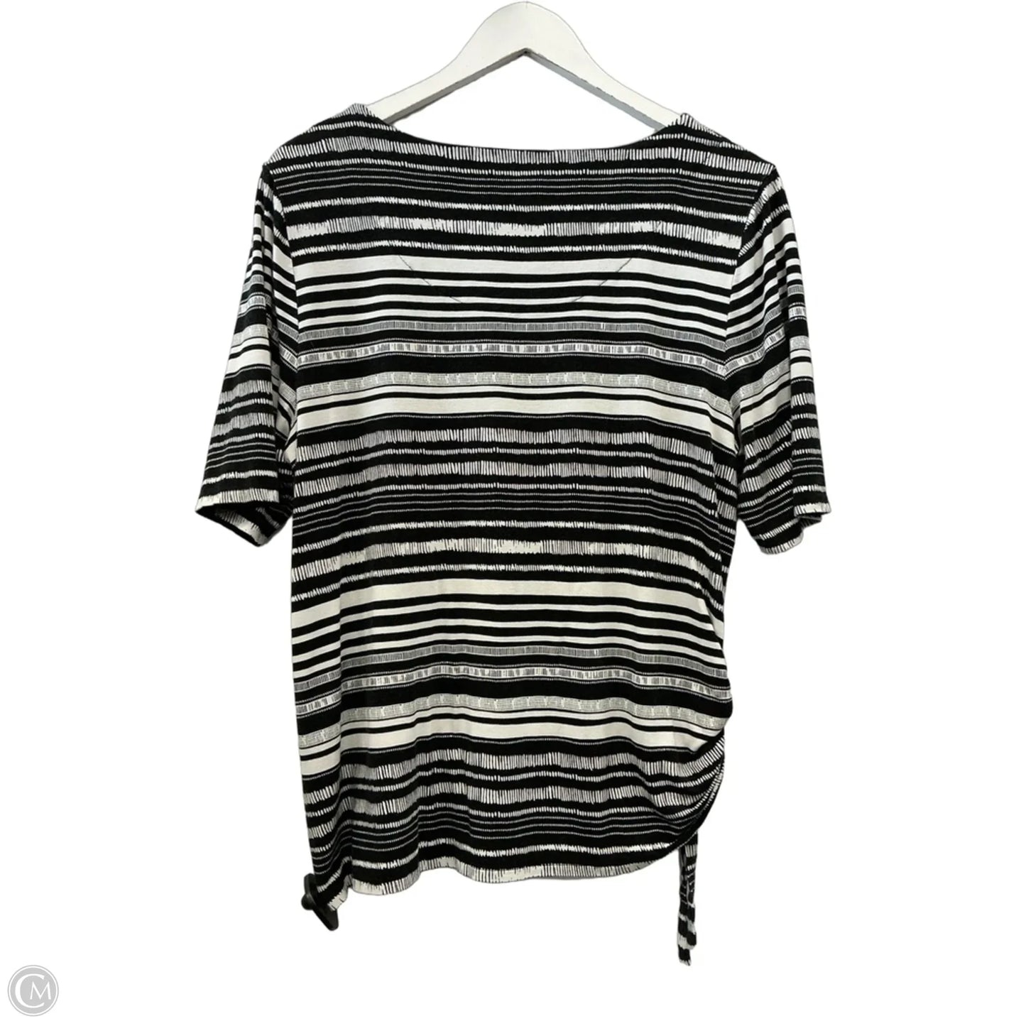 Top 3/4 Sleeve By Chicos In Striped Pattern, Size: L