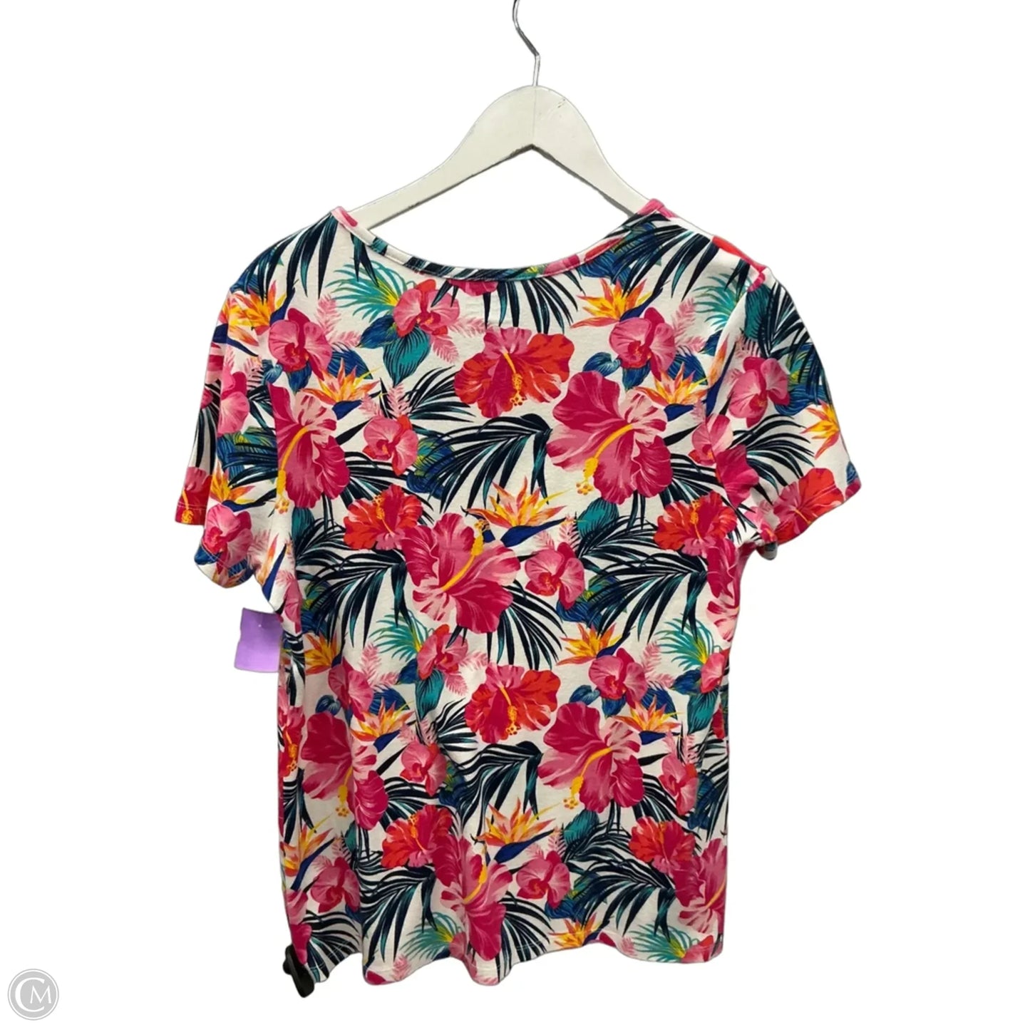 Top Short Sleeve By Time And Tru In Tropical Print, Size: Xxl