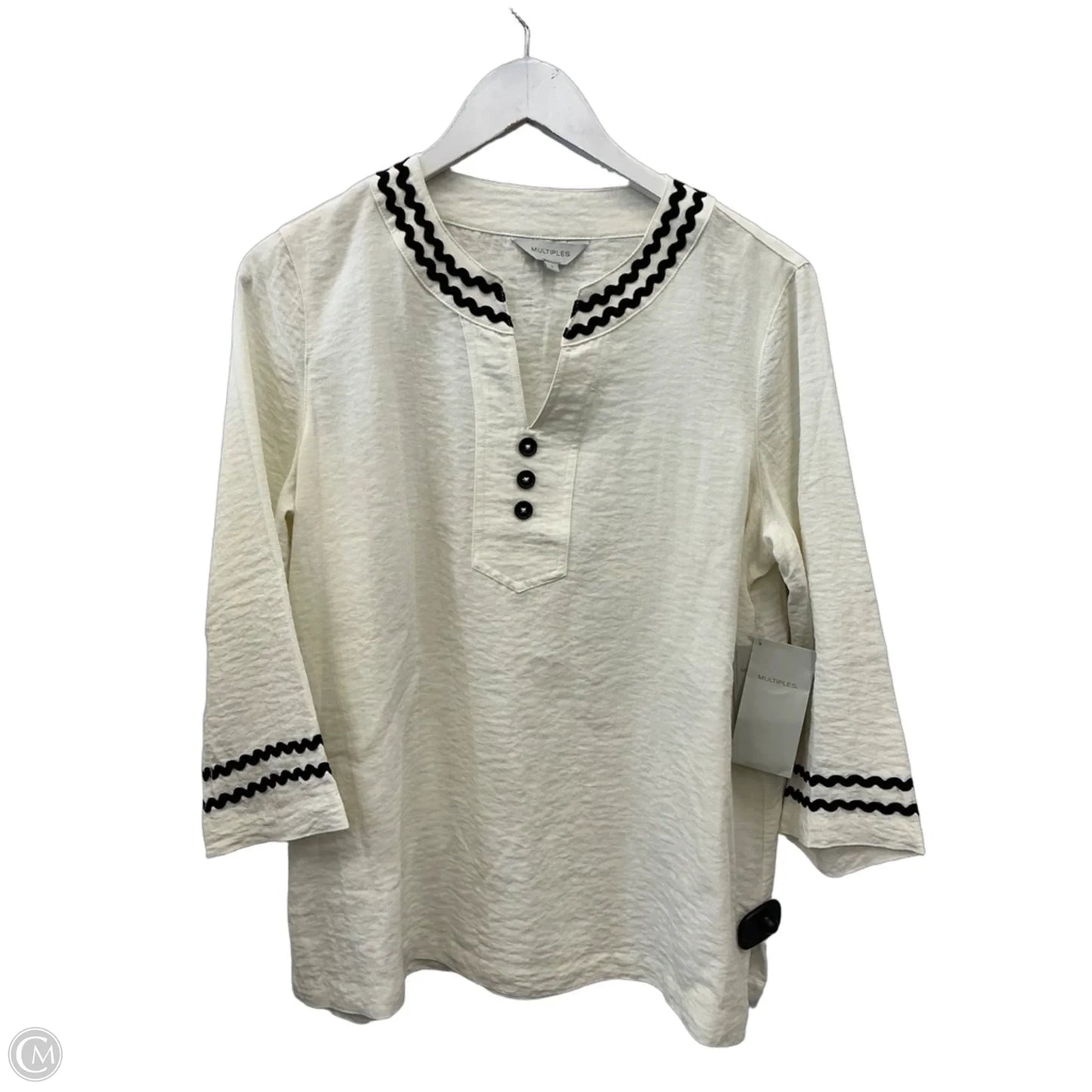 Top Long Sleeve By Multiples In Cream, Size: S