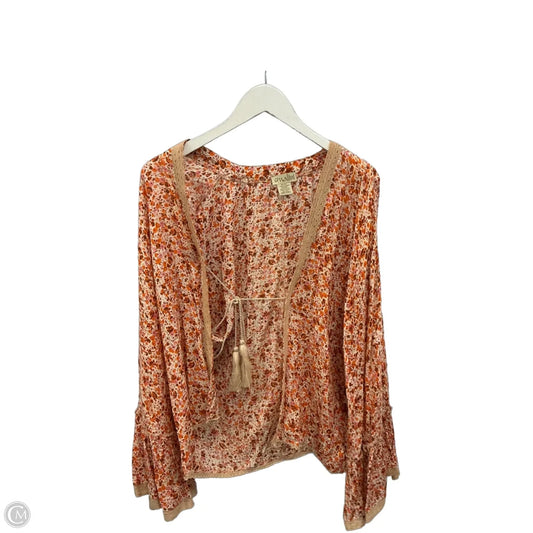 Cardigan By Clothes Mentor In Floral Print, Size: Osfm