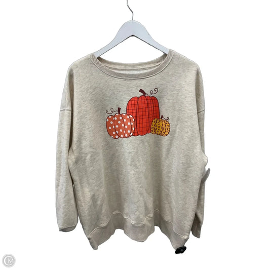 Sweatshirt Crewneck By Clothes Mentor In Cream, Size: Xl