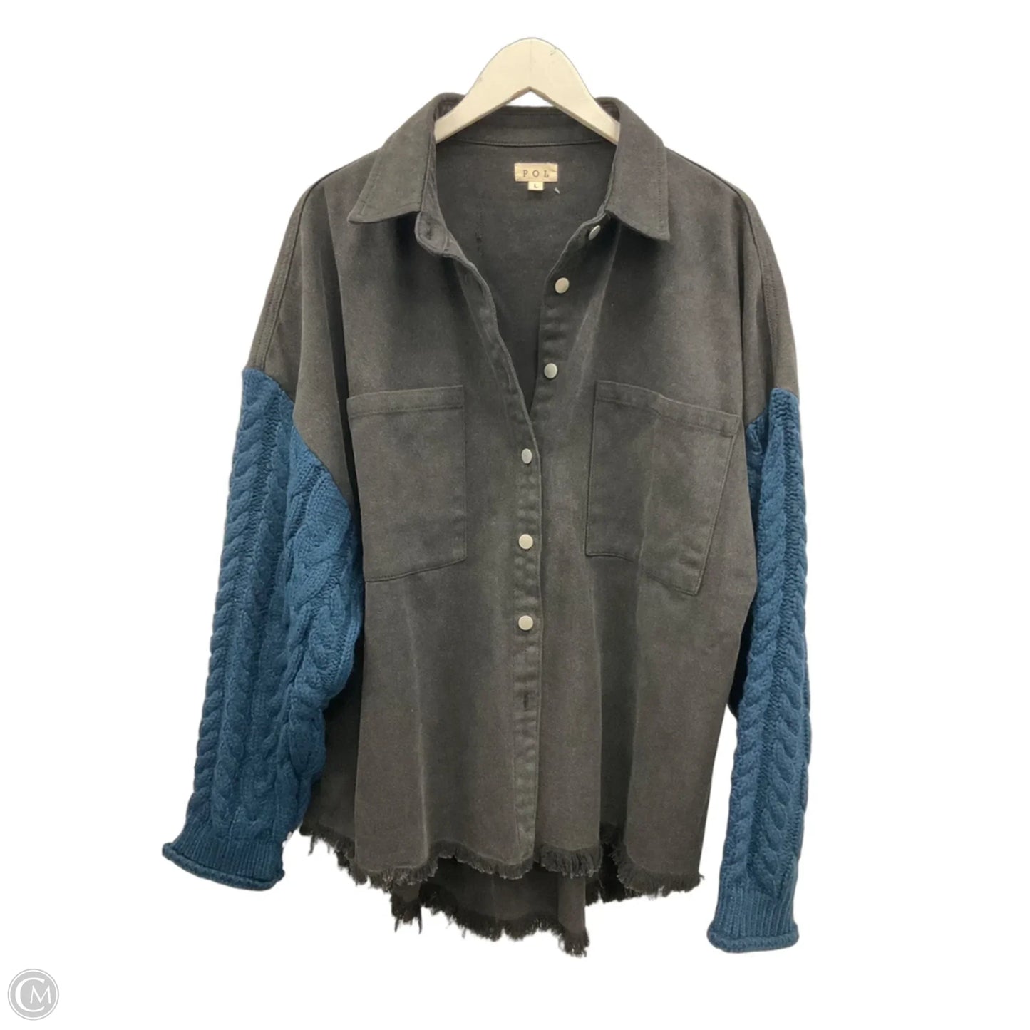 Jacket Denim By Pol In Black Denim, Size: L