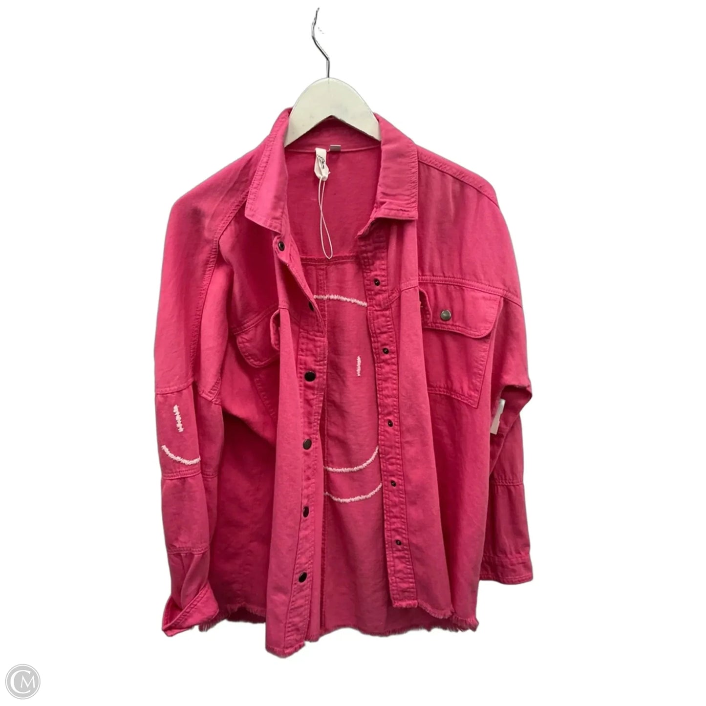 Jacket Shirt By Elan In Pink, Size: M