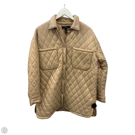 Jacket Puffer & Quilted By Forever 21 In Cream, Size: S