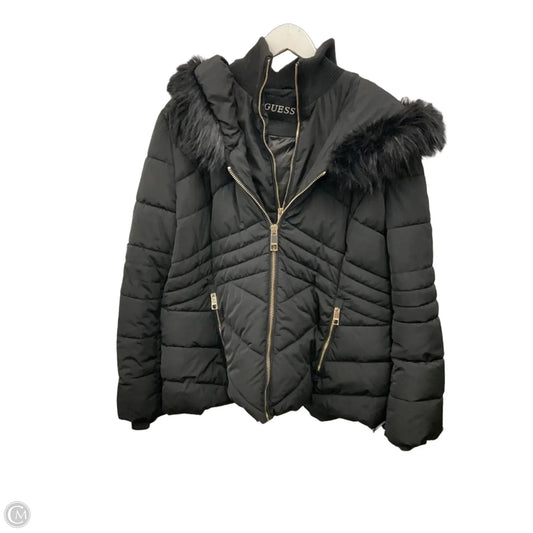 Coat Puffer & Quilted By Guess In Black, Size: Xxl
