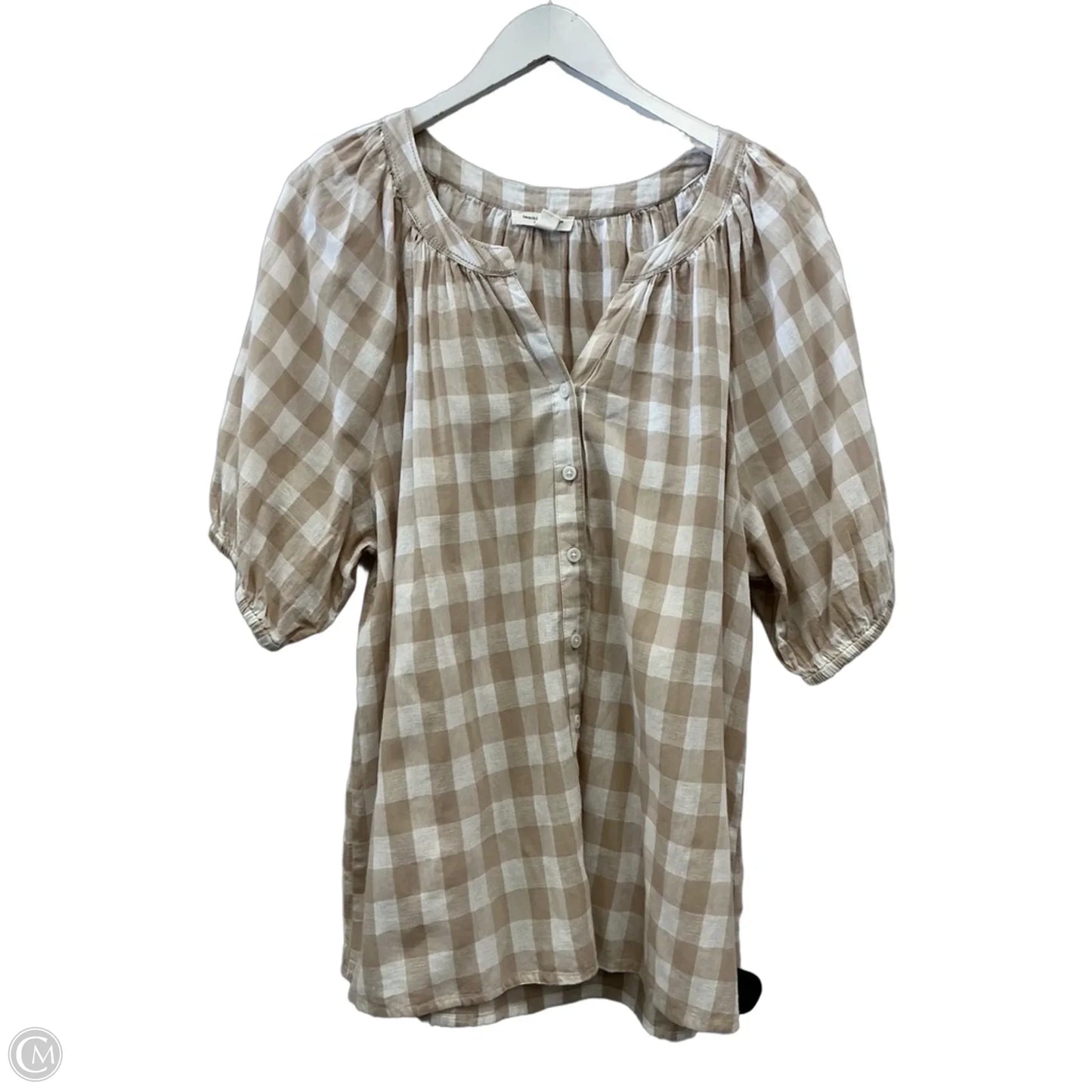 Top Short Sleeve By Beachlunchlounge In Beige, Size: L