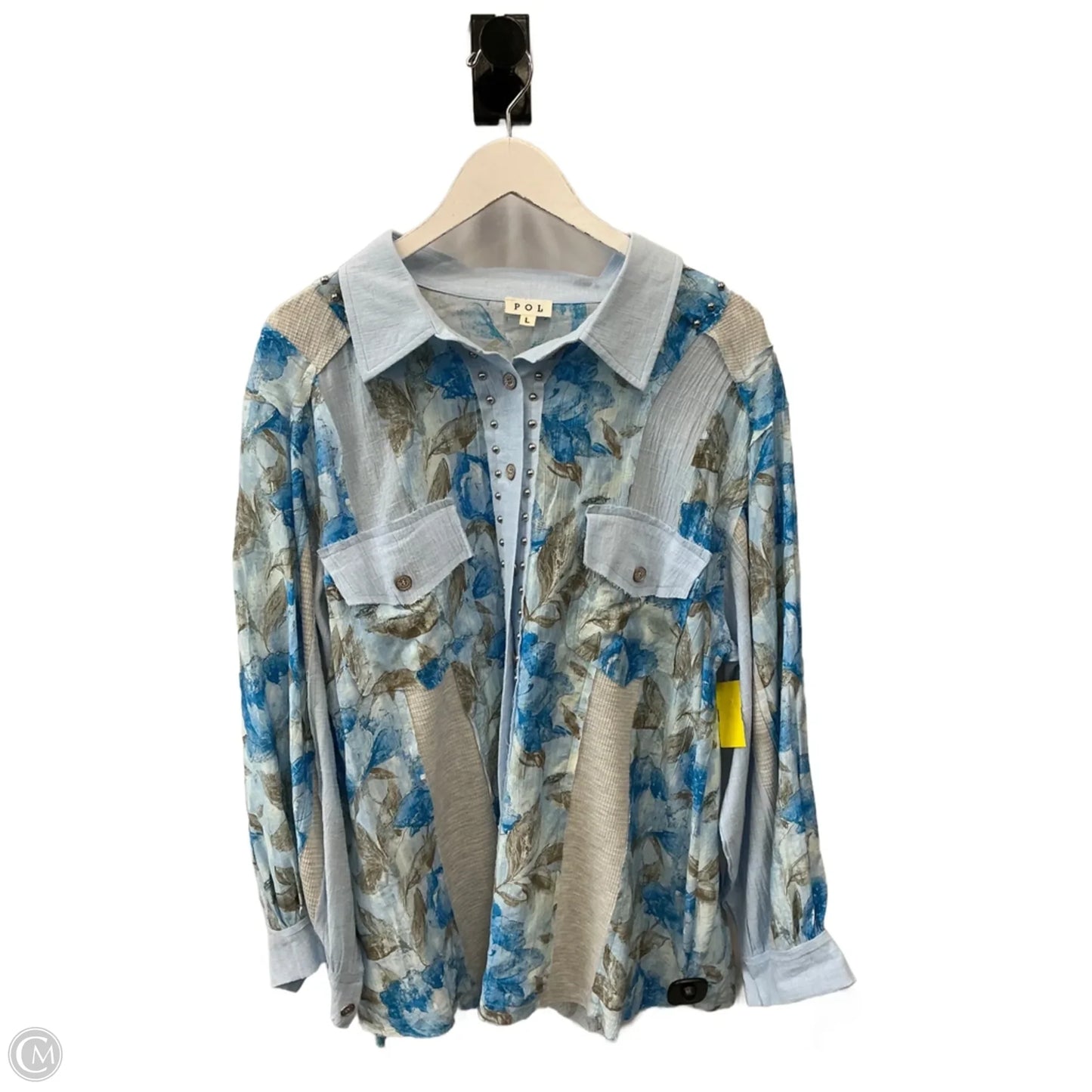 Top Long Sleeve By Pol In Blue, Size: L