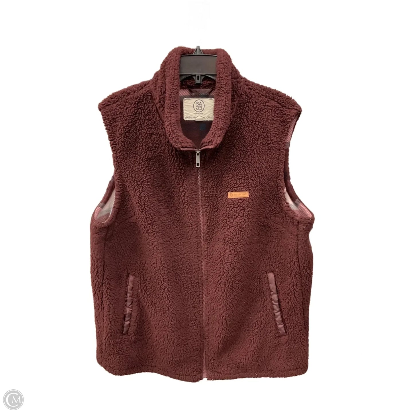 Vest Fleece By Sage In Maroon, Size: Xl