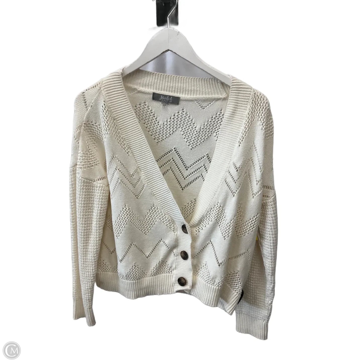 Sweater Cardigan By Marled In Cream, Size: L