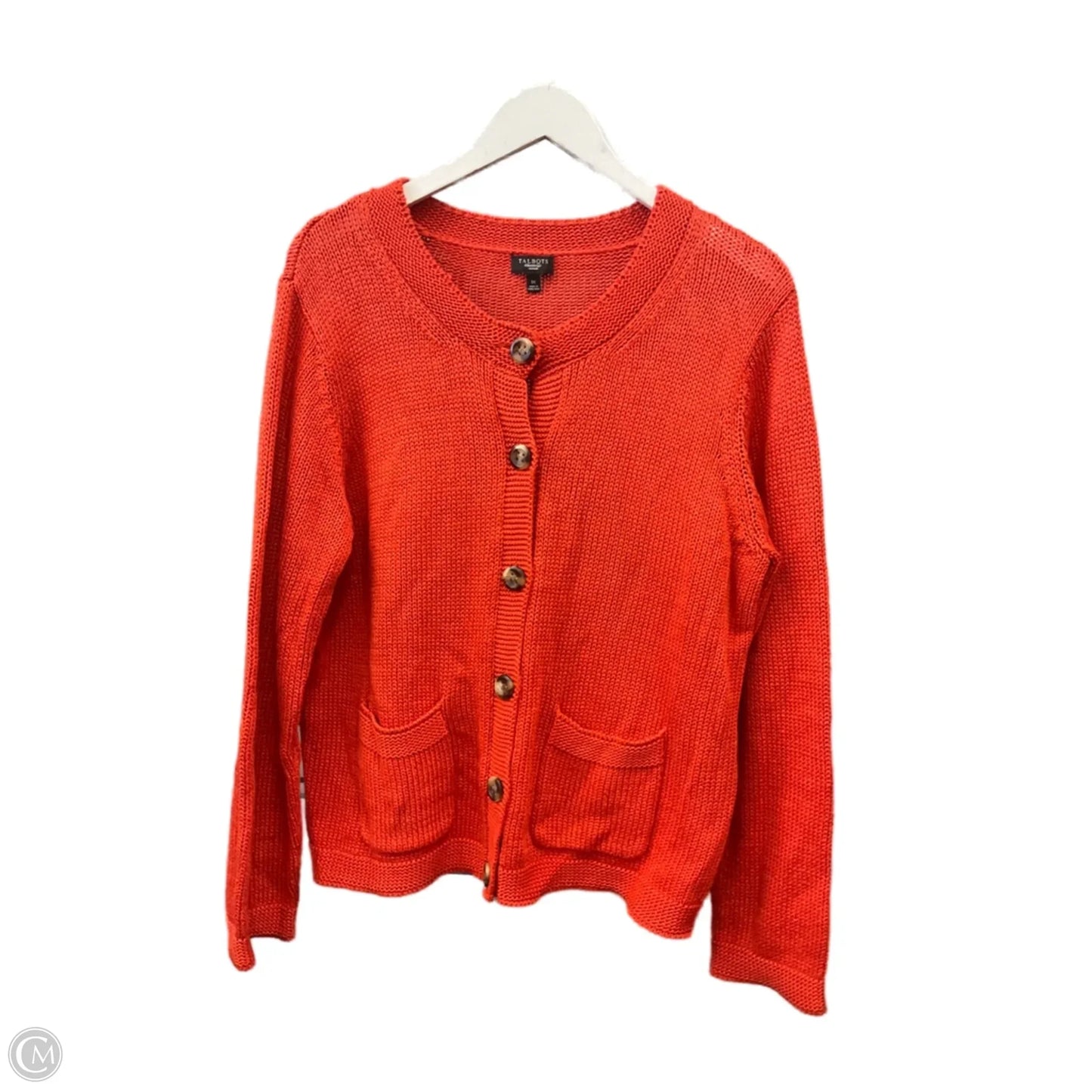 Sweater Cardigan By Talbots In Orange, Size: 1x