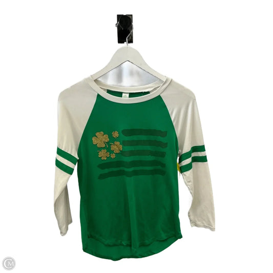Top 3/4 Sleeve By Clothes Mentor In Green & White, Size: S