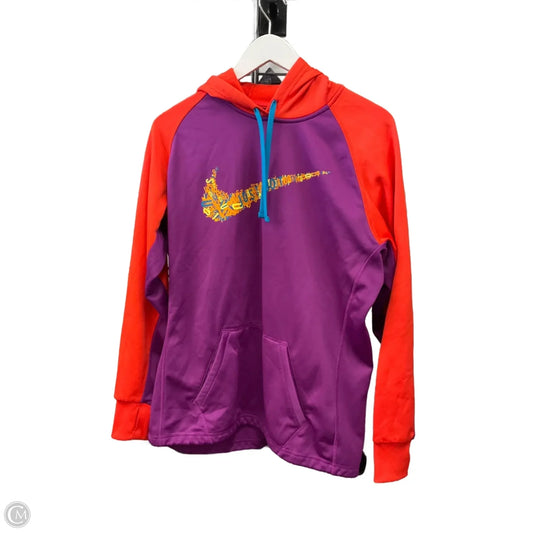 Athletic Sweatshirt Hoodie By Nike Apparel In Orange & Purple, Size: L