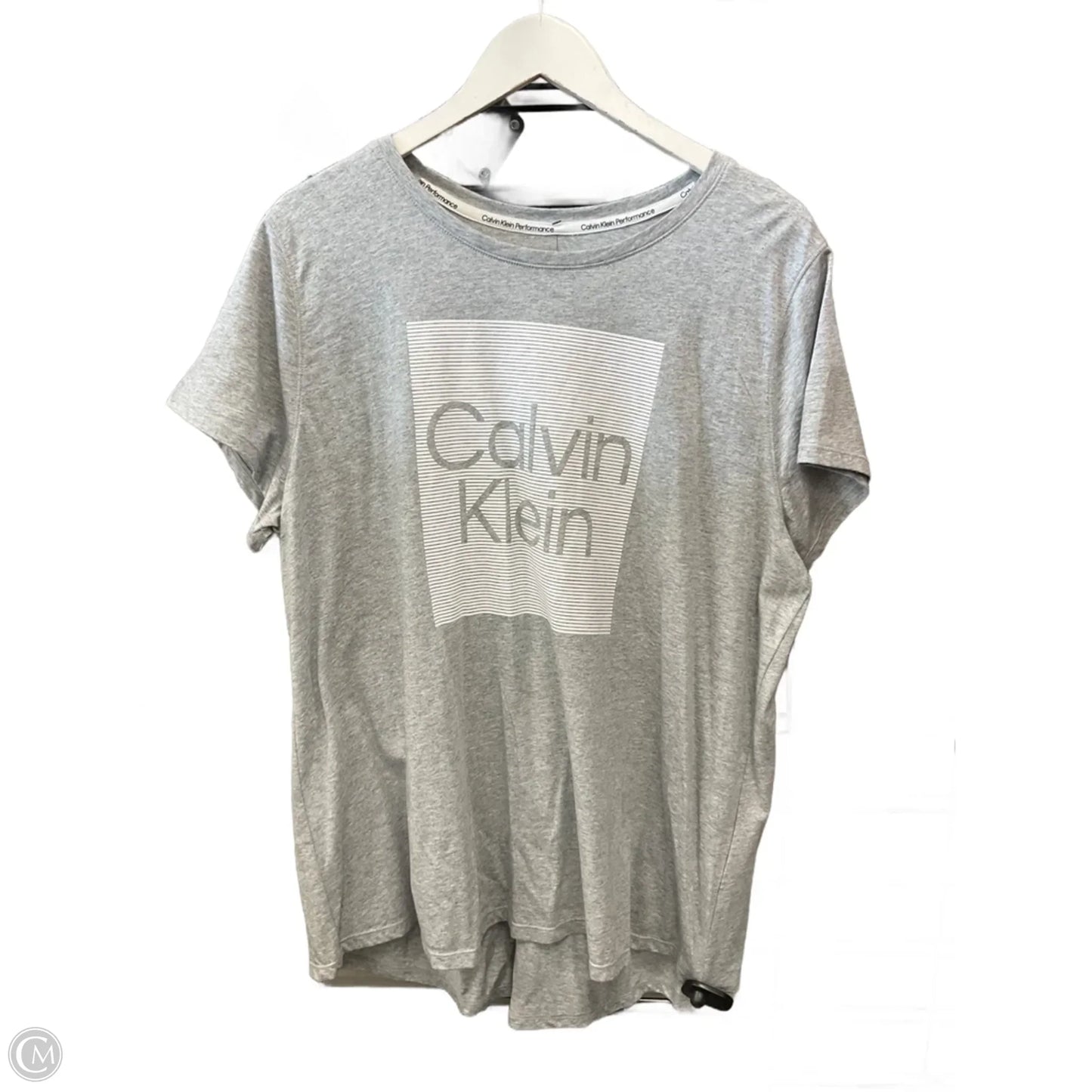 Top Short Sleeve By Calvin Klein In Grey, Size: 1x