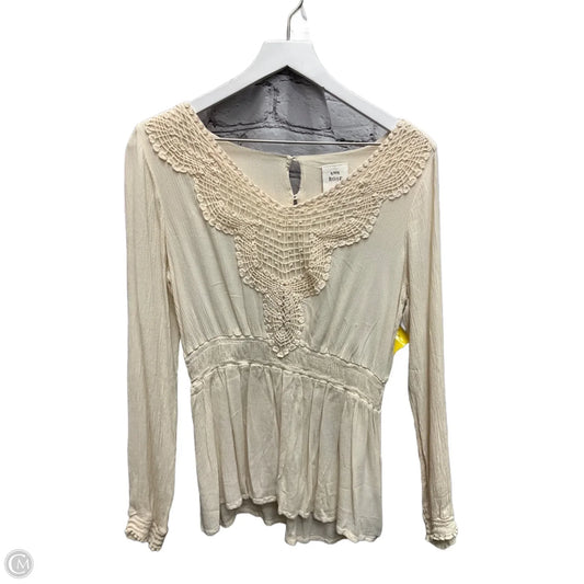 Top Long Sleeve By Knox Rose In Cream, Size: M