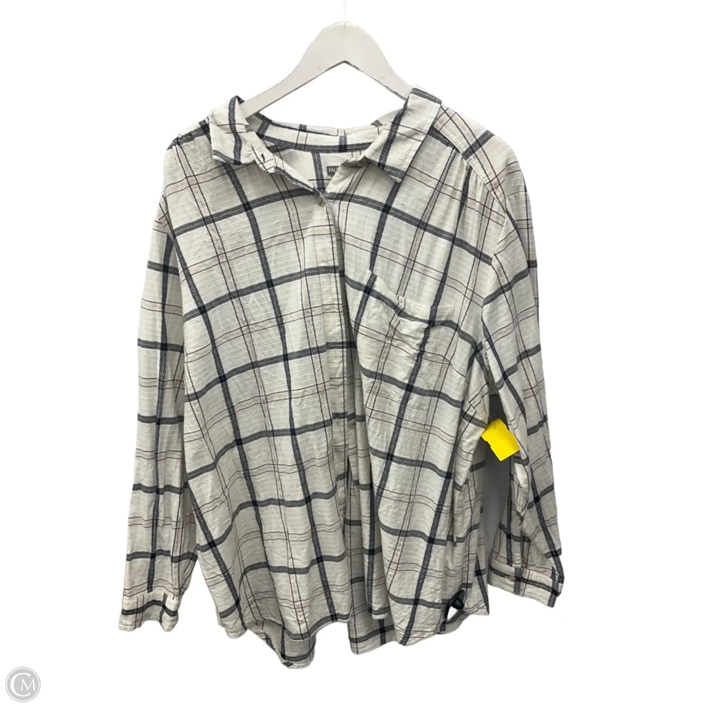 Top Long Sleeve By Falls Creek In Plaid Pattern, Size: 3x