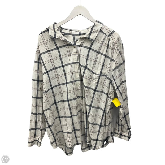 Top Long Sleeve By Falls Creek In Plaid Pattern, Size: 3x