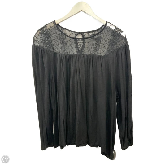 Top Long Sleeve By Ana In Black, Size: L