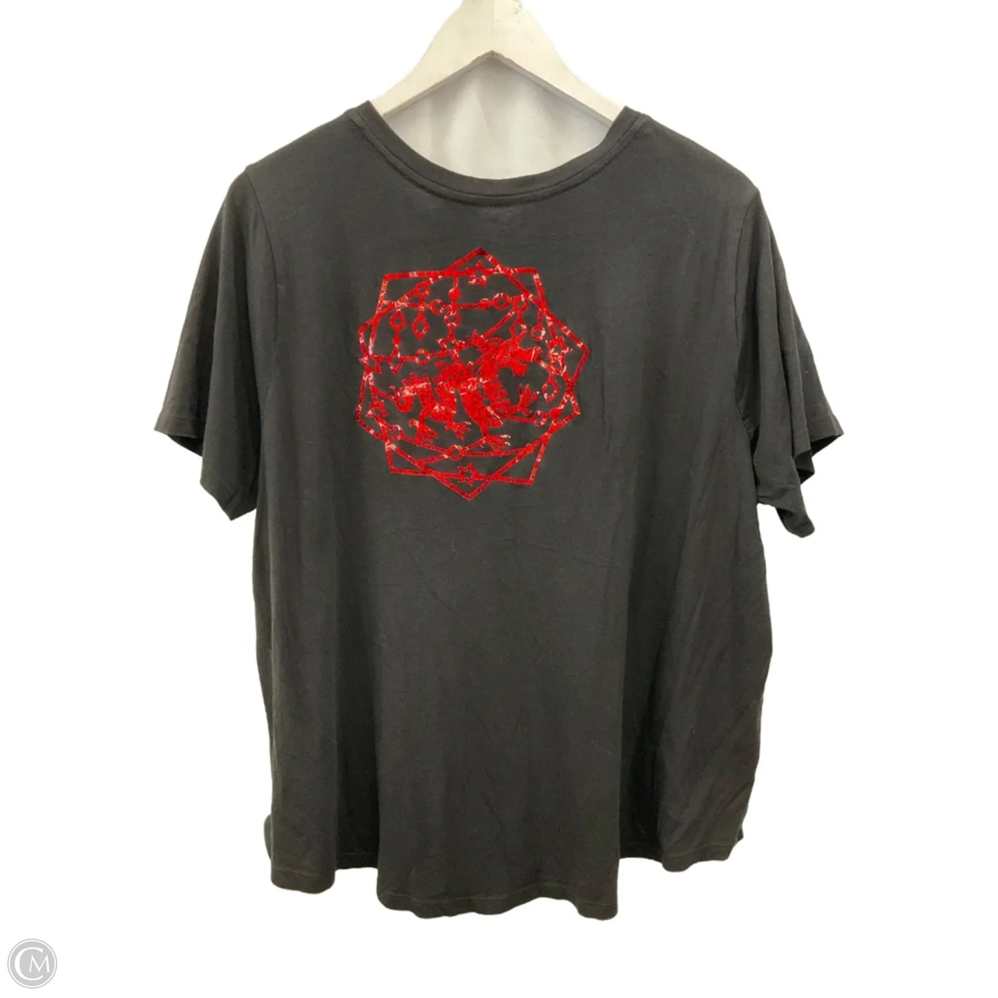 Top Short Sleeve By Terra & Sky In Black, Size: 2x