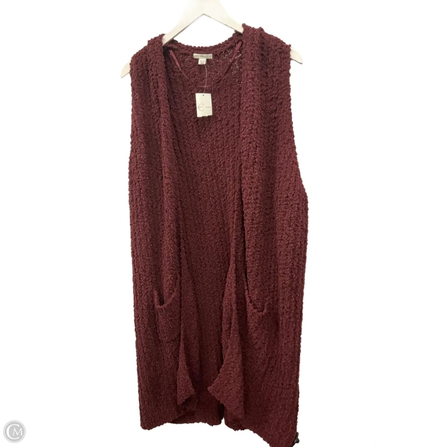 Vest Sweater By Cato In Maroon, Size: 3x