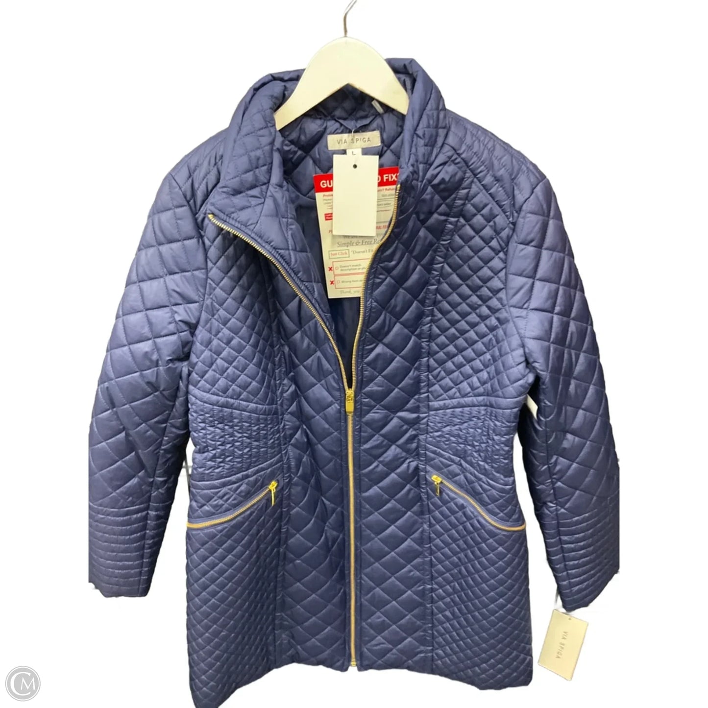 Jacket Puffer & Quilted By Via Spiga In Blue, Size: L