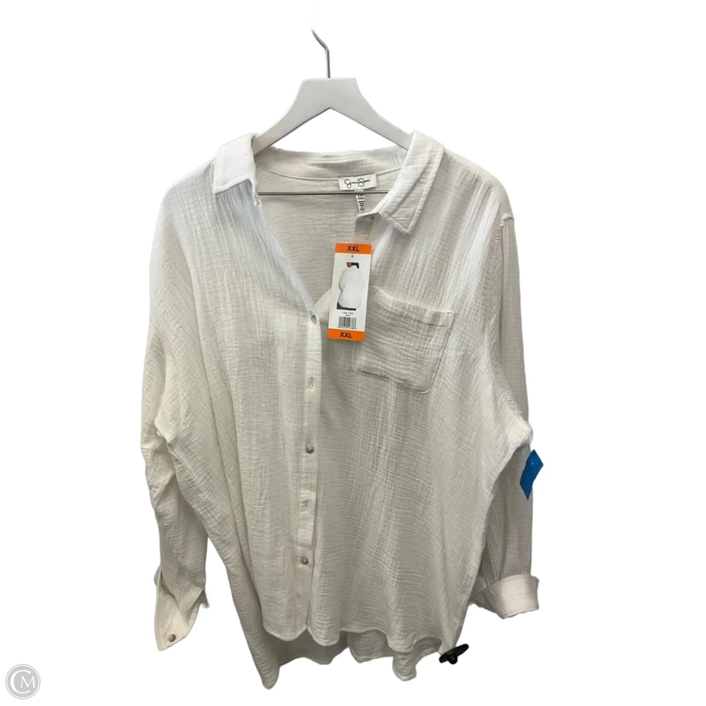 Top Long Sleeve By Jessica Simpson In White, Size: Xxl