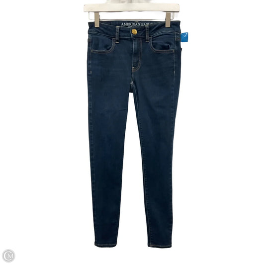 Jeans Skinny By American Eagle In Blue Denim, Size: 4