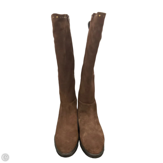 Boots Knee Heels By Clothes Mentor In Brown, Size: 6.5