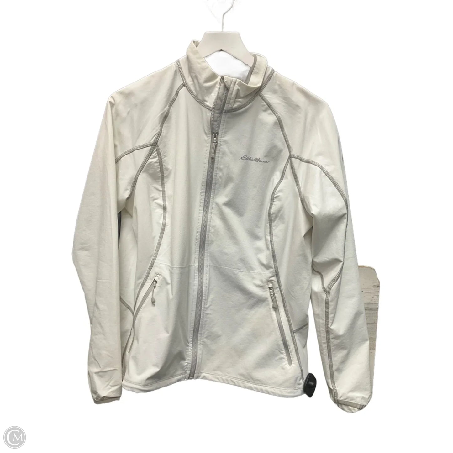 Athletic Jacket By Eddie Bauer In White, Size: L
