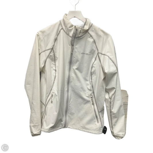 Athletic Jacket By Eddie Bauer In White, Size: L