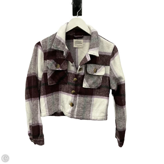 Jacket Shirt By Ashley In Purple & White, Size: S