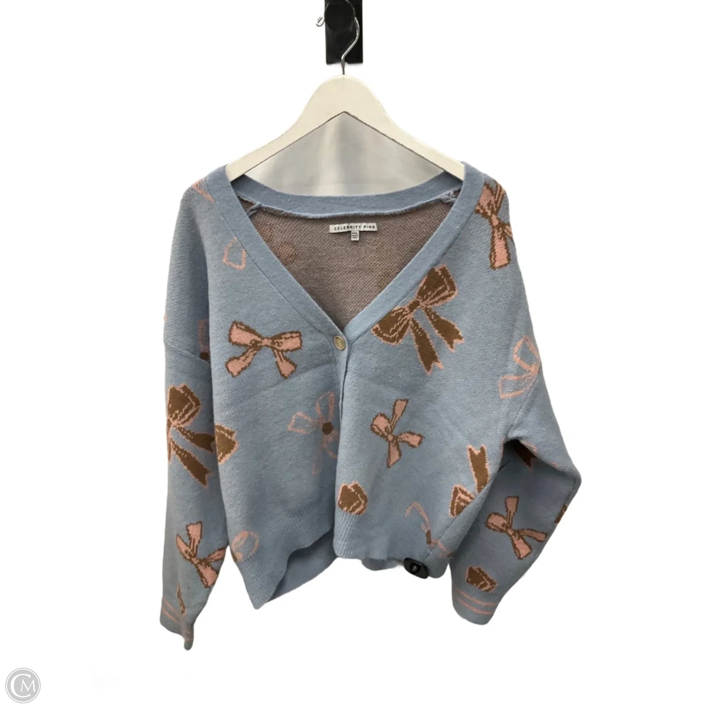Sweater Cardigan By Celebrity Pink In Blue, Size: 3x