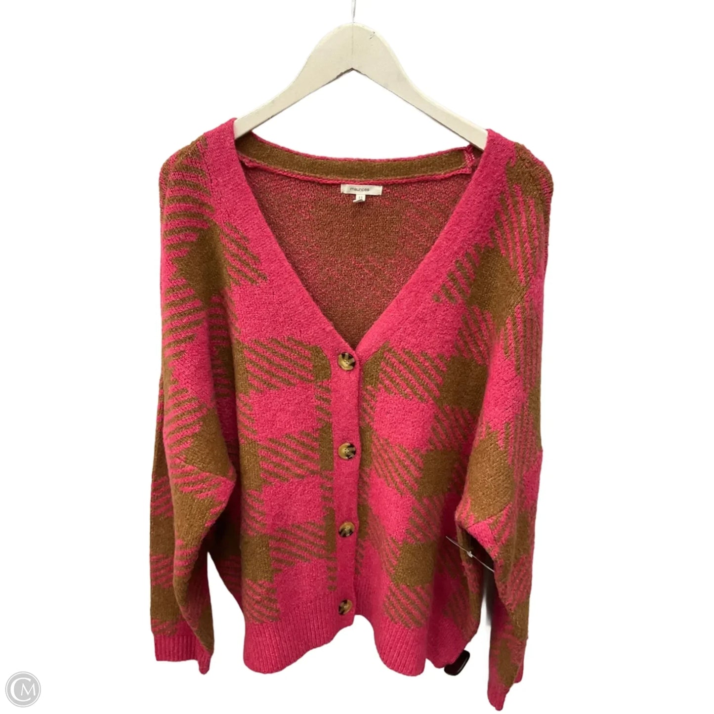 Sweater Cardigan By Maurices In Pink & Tan, Size: Xxl
