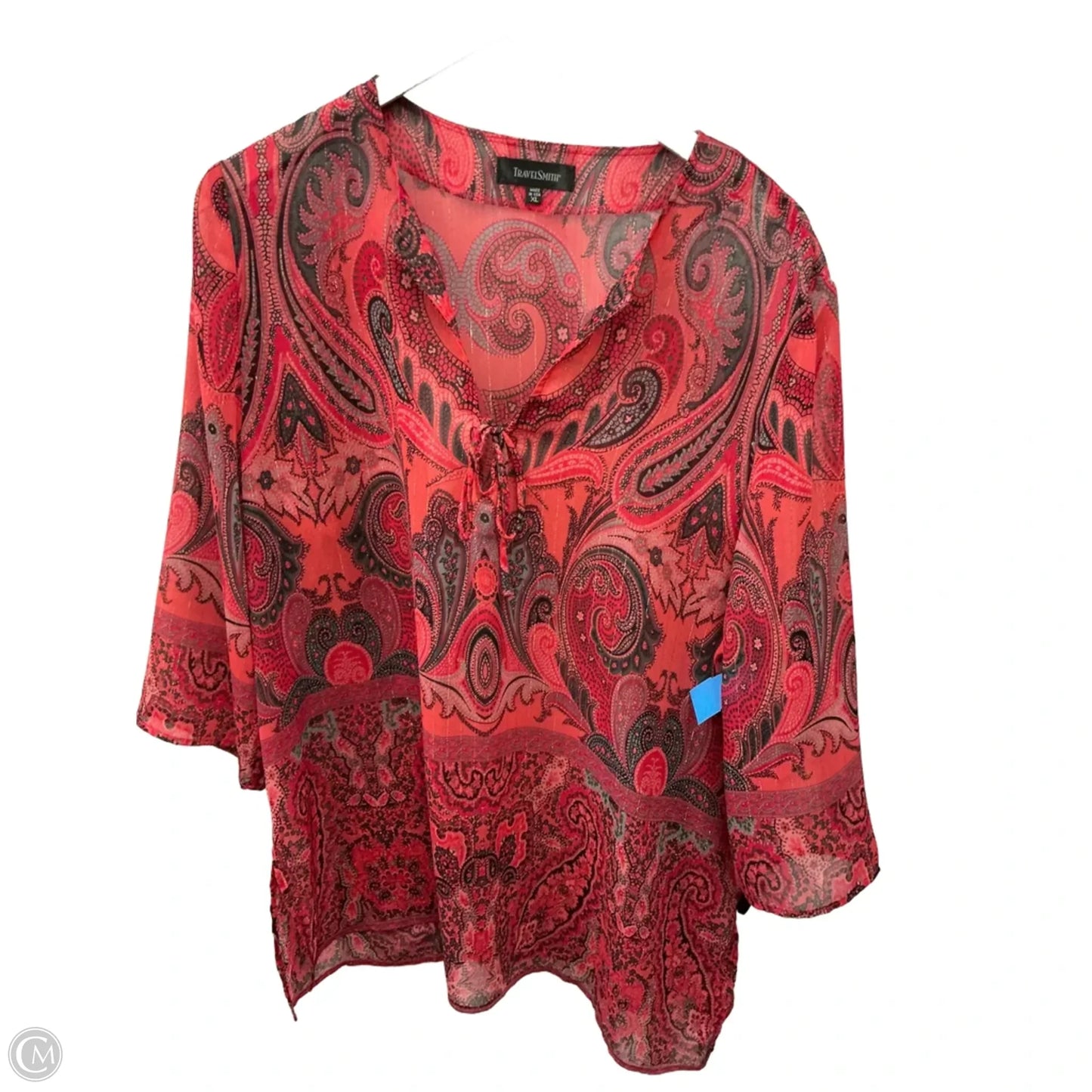 Top 3/4 Sleeve By Clothes Mentor In Paisley Print, Size: Xl