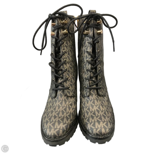 Boots Designer By Michael Kors In Black & Gold, Size: 8.5