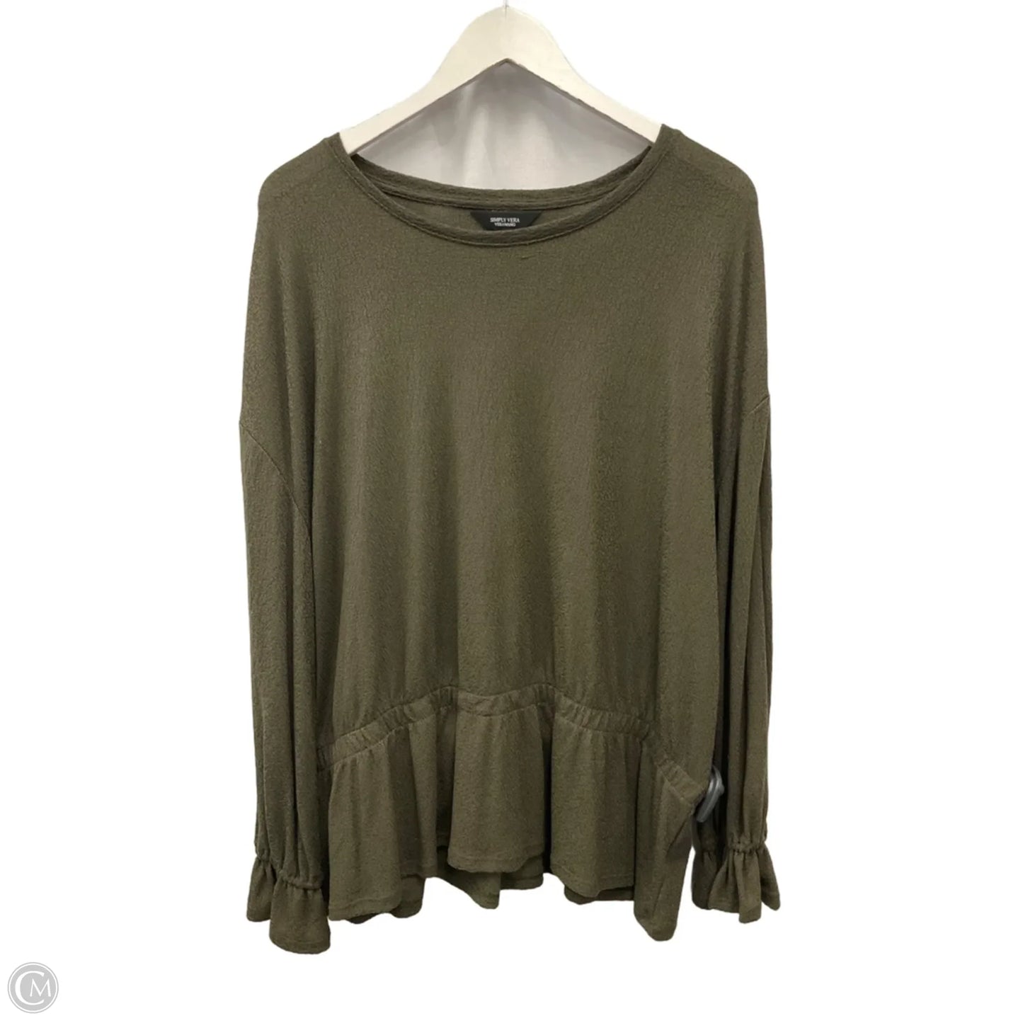 Top Long Sleeve By Simply Vera In Green, Size: Xl
