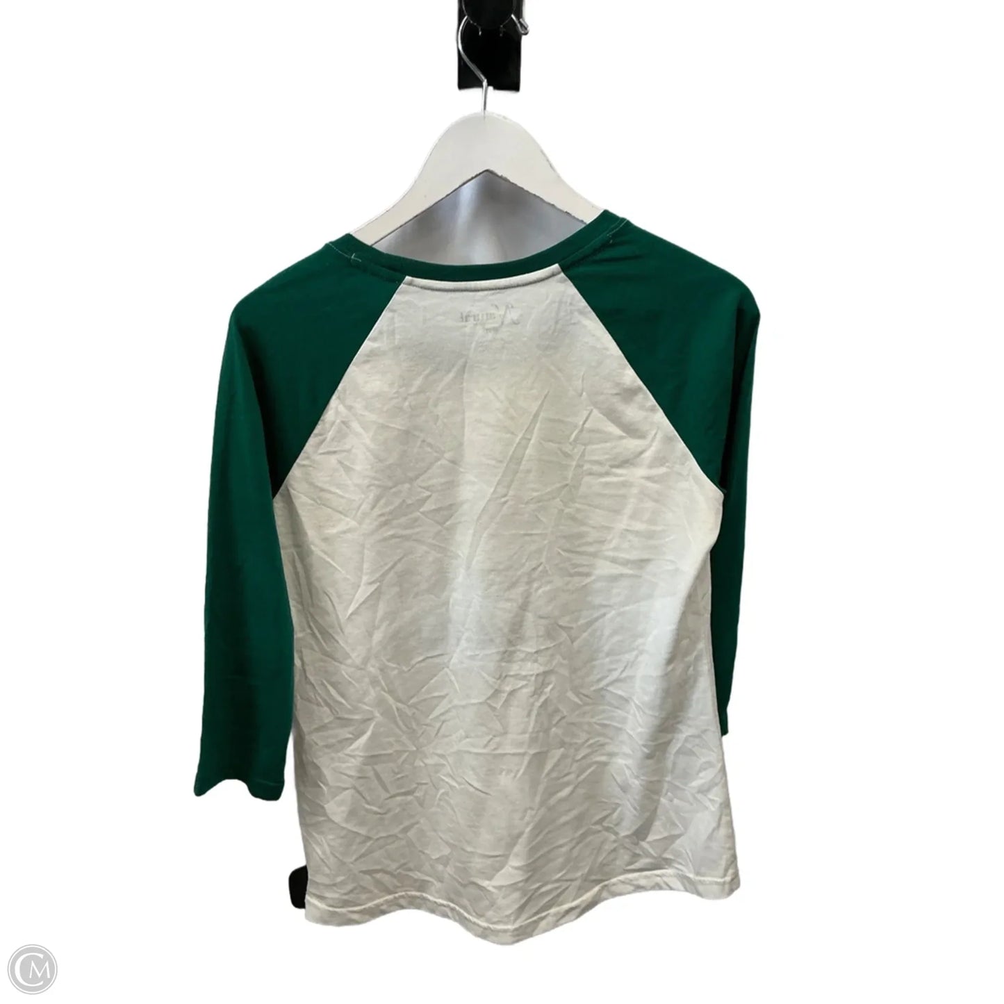 Top 3/4 Sleeve By Natural Reflections In Green & White, Size: S