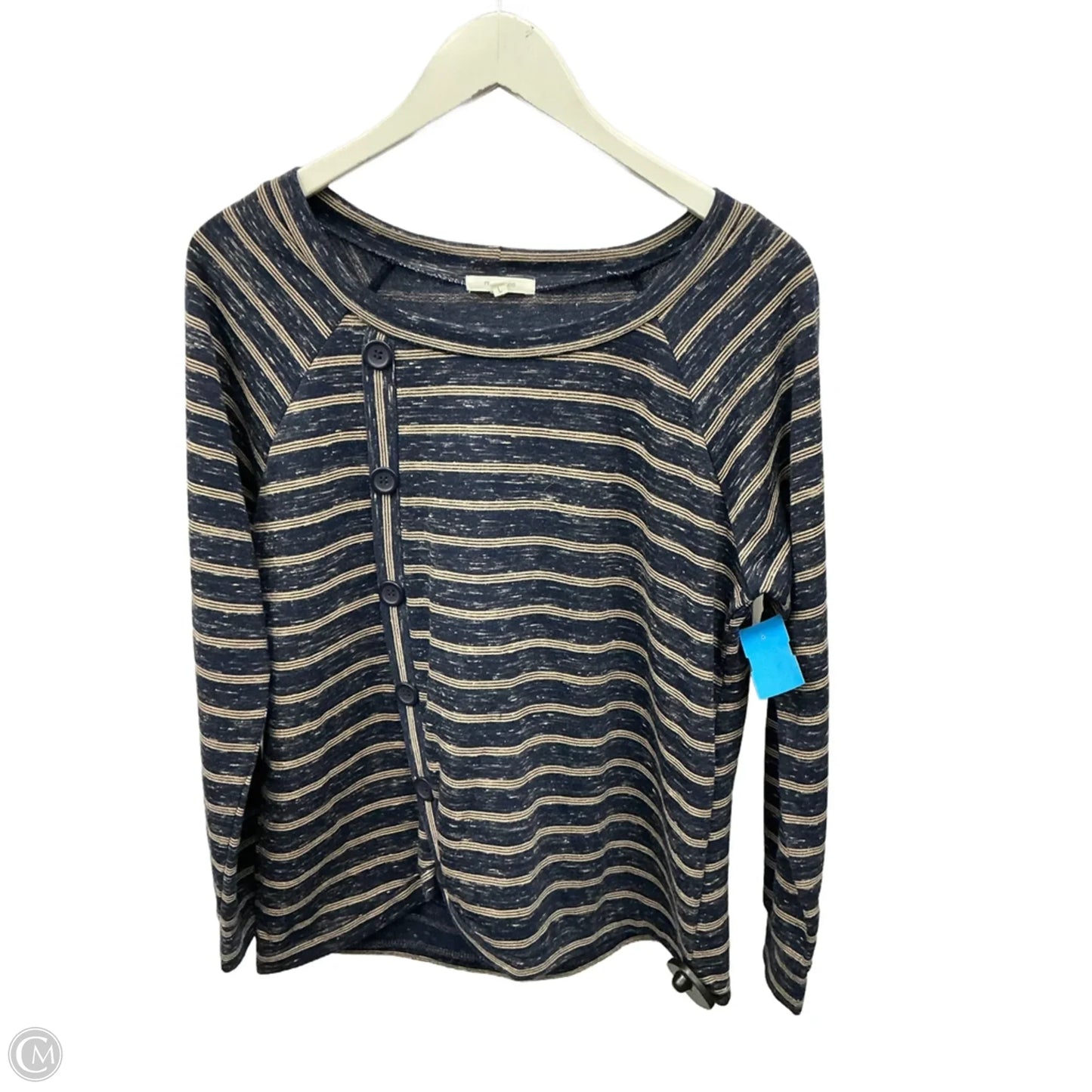 Top Long Sleeve By Maurices In Blue & Tan, Size: L