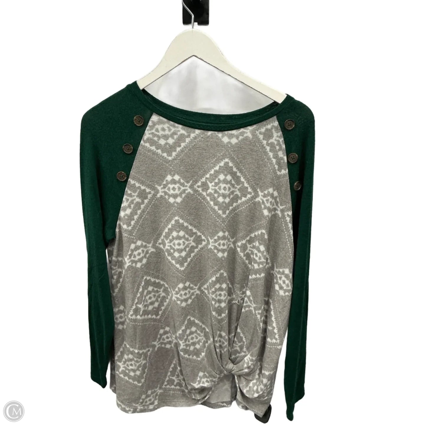 Top Long Sleeve By Maurices In Grey & White, Size: L