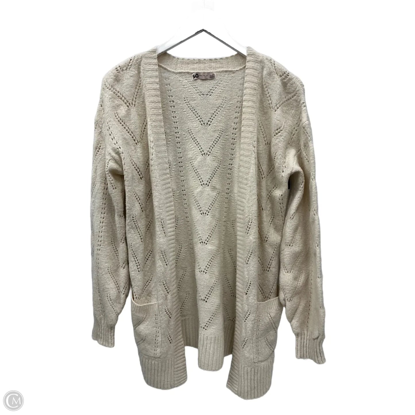 Sweater Cardigan By So In Beige, Size: Xs